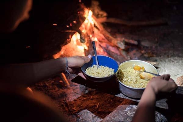 Cooking food at the campfire